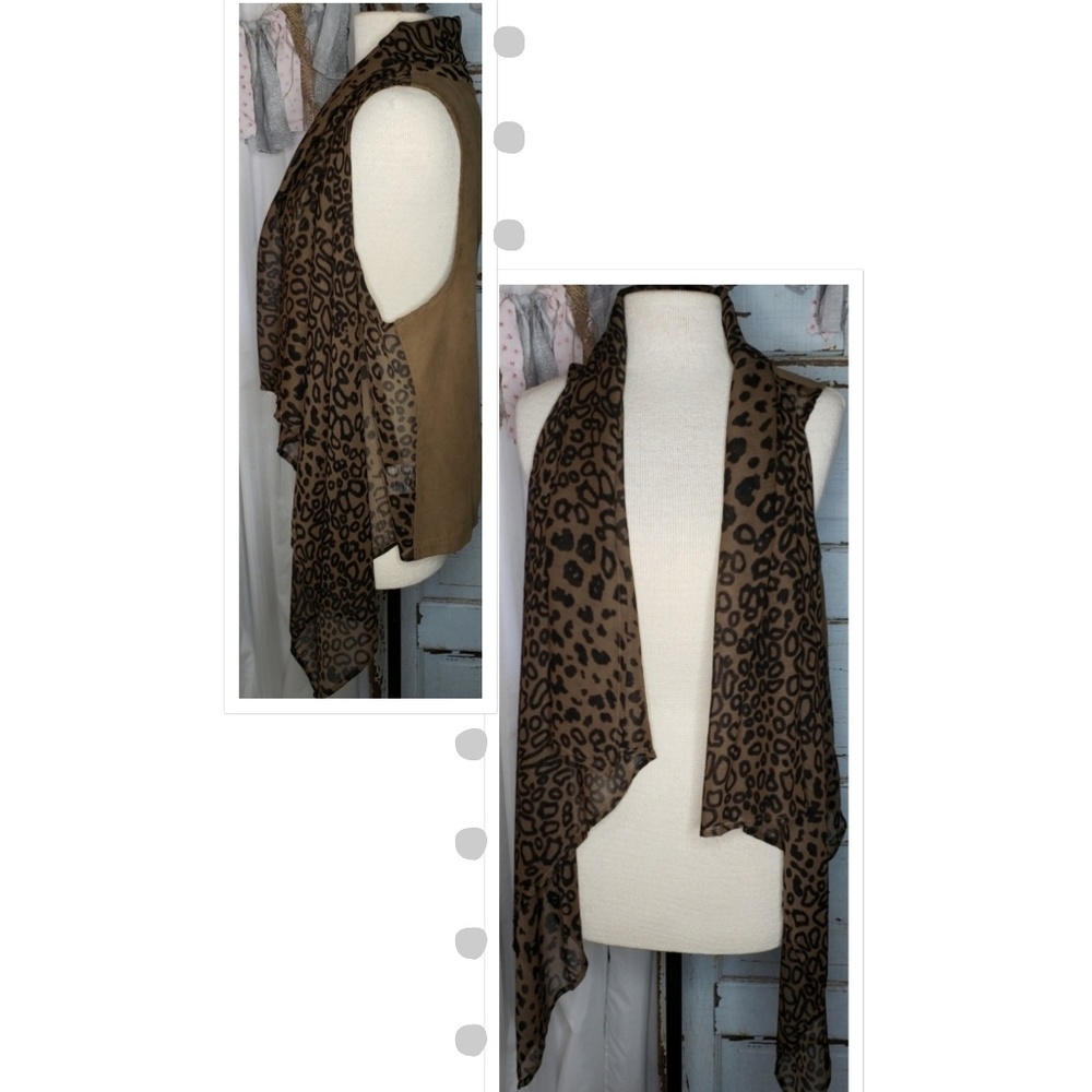 Leopard print plus size vest